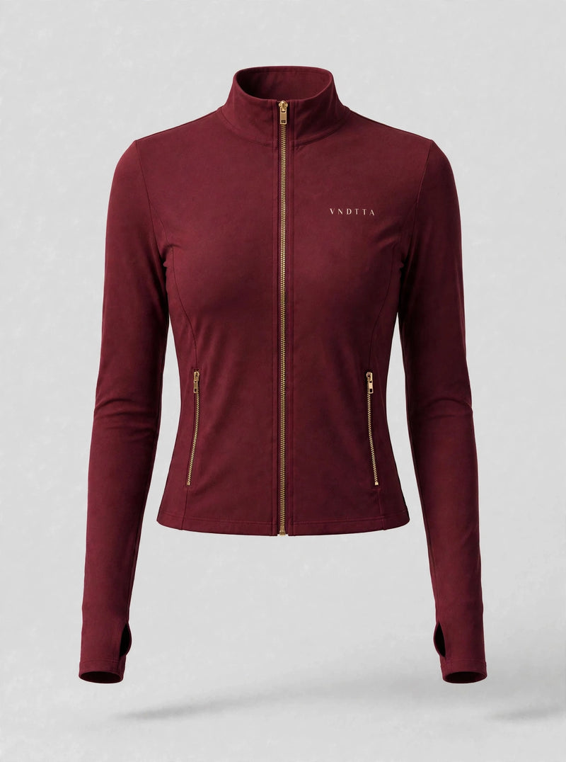 Sculpt - Burgundy Cropped Longsleeve Zip-Up