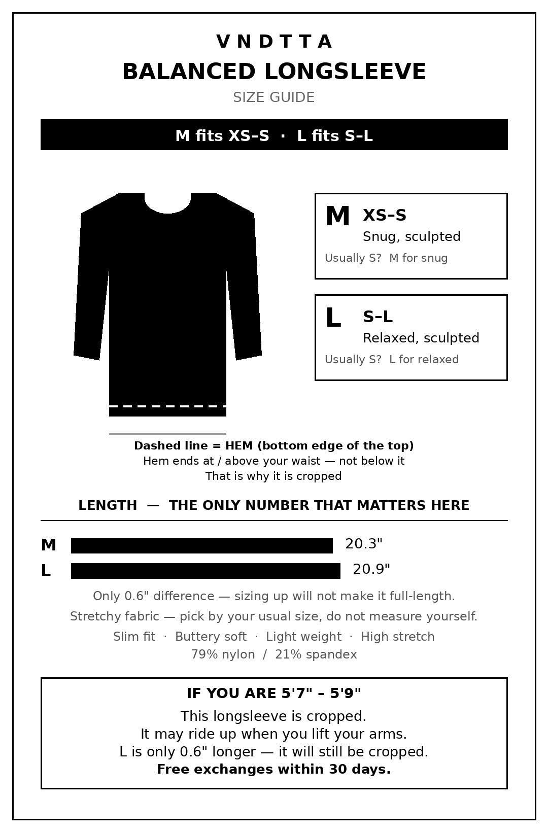 Balanced Longsleeve size guide